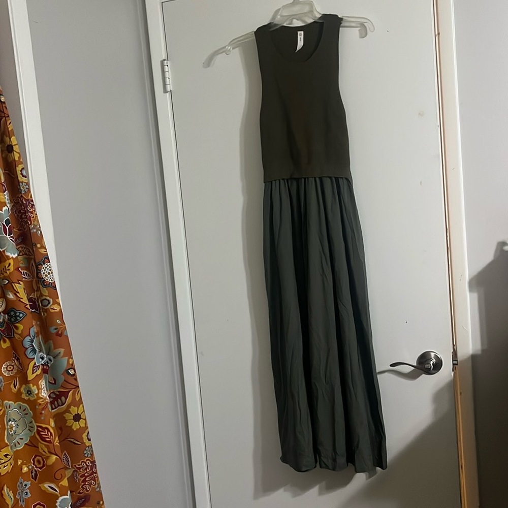 Daily practice mixed fabric sweater dress